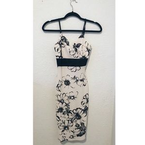 V neck Spaghetti Strap Floral Bodycon Dress